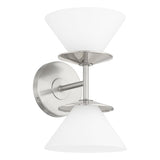 Tremolo 11-inch 2-light Brushed Nickel and Polished Nickel Vanity Light with Etched Opal Glass