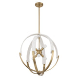 Abbey 23-inch 6-light Brass and Cream Cotton Rope Chandelier