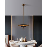 Sinclair 20-inch Champagne Gold and Black Faux Leather 5CCT LED Convertible Pendant