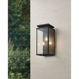 Overton 20-inch 3-light Matte Black Exterior Wall Sconce with Clear Antique Glass