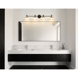 Tremolo 42-inch 4-light Matte Black and Champagne Gold Vanity Light with Etched Opal Glass