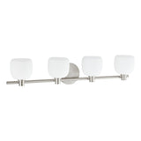 Valentina 30-inch 4-light Brushed Nickel Vanity Light with Etched Opal Glass Shades