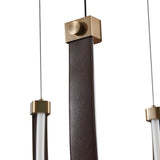 Ayers 43-inch 3-light Champagne Gold with Black and Brown Faux Leather 5CCT LED Chandelier
