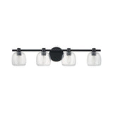 Valentina 30-inch 4-light Matte Black Vanity Light with Clear Glass Shades