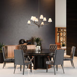 Bethany 52-inch 8-light Forged Bronze Chandelier with Natural Linen Shades