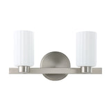 Bedminster 14-inch 2-light Brushed Nickel Vanity Light with Etched Opal Ribbed Glass Shades