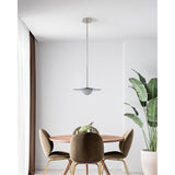 Solstice 16-inch Polished Nickel 5CCT LED Convertible Pendant with Opal Ribbed Glass Shade