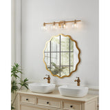 Valentina 30-inch 4-light Champagne Gold Vanity Light with Clear Glass Shades