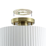 Leilani 11-inch 1-light Brushed Gold Semi-Flush Mount with Matte White and Gold Metal Shade
