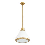 Doyle 13-inch 1-light Natural Brass Pendant Light with Matte White Metal Shade