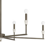 Montclair 46-inch 6-light Forged Bronze and Natural Alabaster Linear Chandelier