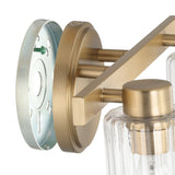Bedminster 14-inch 2-light Champagne Gold Vanity Light with Clear Ribbed Glass Shades