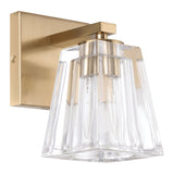Valentin 4-inch 1-light Champagne Gold Vanity Light with Clear Pressed Glass Shade