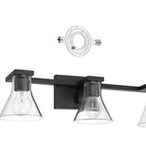 Gilford 24-inch 3-light Matte Black Vanity Light with Clear Glass Shades