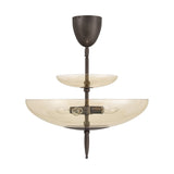 Fiorello 21-inch 4-light Forged Bronze Convertible Pendant with Smoked Amber Glass Shades