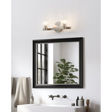 Bedminster 14-inch 2-light Brushed Nickel Vanity Light with Clear Ribbed Glass Shades