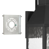 Glencrest 23-inch 1-light Textured Black Exterior Wall Sconce with Clear Water Glass