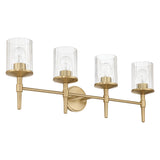 Andrea 32-inch 4-light Champagne Gold Vanity Light with Clear Ribbed Glass Shades