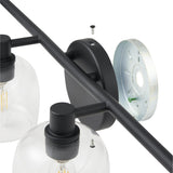 Valentina 30-inch 4-light Matte Black Vanity Light with Clear Glass Shades
