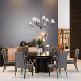 Bethany 52-inch 8-light Forged Bronze Chandelier with Natural Linen Shades