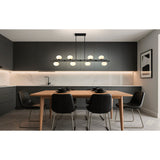 Julep 64-inch 8-light Matte Black Linear Chandelier with Opal Glass Shades