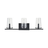 Jared 24-inch 3-light Matte Black Vanity Light with Clear Glass Shades