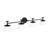 Tremolo 42-inch 4-light Matte Black and Champagne Gold Vanity Light with Etched Opal Glass