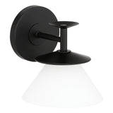 Tremolo 7-inch 1-light Matte Black and Champagne Gold Vanity Light with Etched Opal Glass
