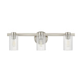 Bedminster 24-inch 3-light Brushed Nickel Vanity Light with Clear Ribbed Glass Shades