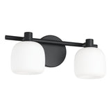Valentina 15-inch 2-light Matte Black Vanity Light with Etched Opal Glass Shades
