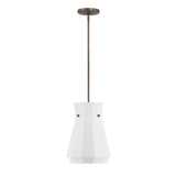 Bryony 12-inch 1-light Forged Bronze Convertible Pendant with White Synthetic Silk Shade
