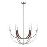 Sussex 29-inch 6-light Polished Nickel and Dark Brown Faux Leather Chandelier
