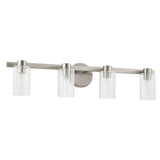 Bedminster 30-inch 4-light Brushed Nickel Vanity Light with Clear Ribbed Glass Shades