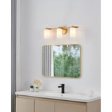 Bedminster 24-inch 3-light Champagne Gold Vanity Light with Etched Opal Ribbed Glass Shades