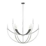 Sussex 40-inch 9-light Polished Nickel and Black Faux Leather Chandelier