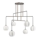 Bryony 48-inch 6-light Forged Bronze Chandelier with White Synthetic Silk Shades