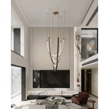 Ayers 43-inch 3-light Champagne Gold with Black and Brown Faux Leather 5CCT LED Chandelier