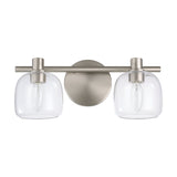 Valentina 15-inch 2-light Brushed Nickel Vanity Light with Clear Glass Shades