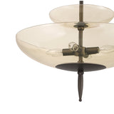 Fiorello 21-inch 4-light Forged Bronze Convertible Pendant with Smoked Amber Glass Shades