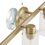 Bedminster 30-inch 4-light Champagne Gold Vanity Light with Clear Ribbed Glass Shades
