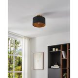 Leilani 11-inch 1-light Brushed Gold Semi-Flush Mount with Matte Black and Gold Metal Shade