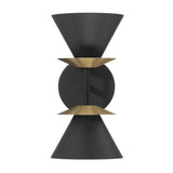 Tremolo 12-inch 2-light Textured Black and Champagne Gold Wall Sconce