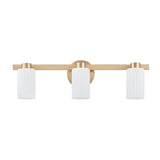 Bedminster 24-inch 3-light Champagne Gold Vanity Light with Etched Opal Ribbed Glass Shades