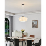 Bryony 22-inch 4-light Forged Bronze Convertible Pendant with White Synthetic Silk Shades