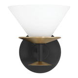 Tremolo 7-inch 1-light Matte Black and Champagne Gold Vanity Light with Etched Opal Glass