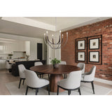 Sussex 29-inch 6-light Polished Nickel and Dark Brown Faux Leather Chandelier