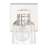 Dryden 5-inch 1-light Polished Nickel Vanity Light with Clear Ribbed Glass Shade