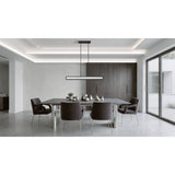 Courtney 48-inch Textured Black 5CCT LED Linear Chandelier with Clear Water Glass