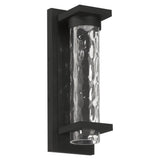 Lionel 14-inch Textured Black LED Exterior Wall Sconce with Clear Water Glass Shade