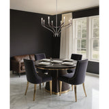 Sussex 36-inch 8-light Polished Nickel and Dark Brown Faux Leather Chandelier